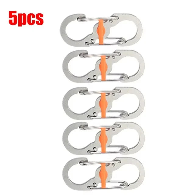 5Pcs Outdoor S-Type Carabiner with Lock
