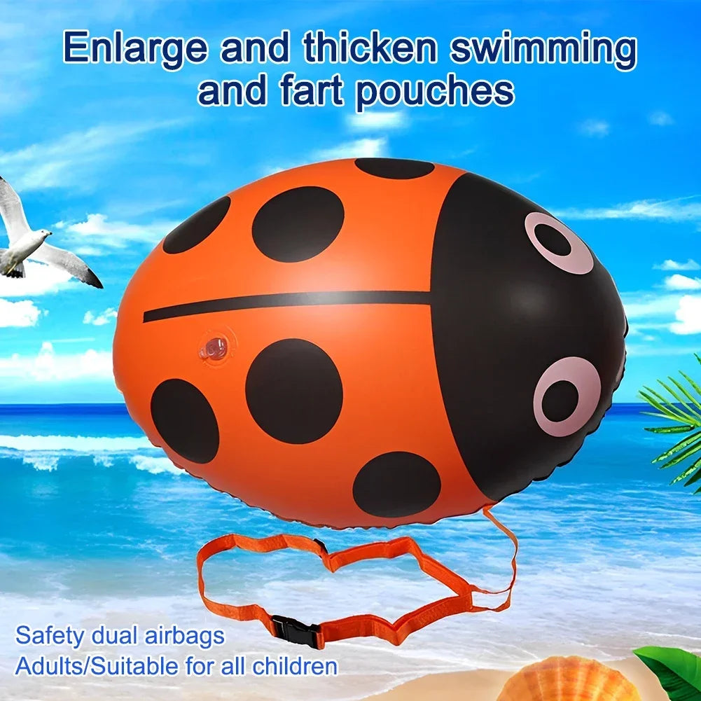 PVC Safety Swim Buoy – Inflatable Ladybug Flotation Drift Bag