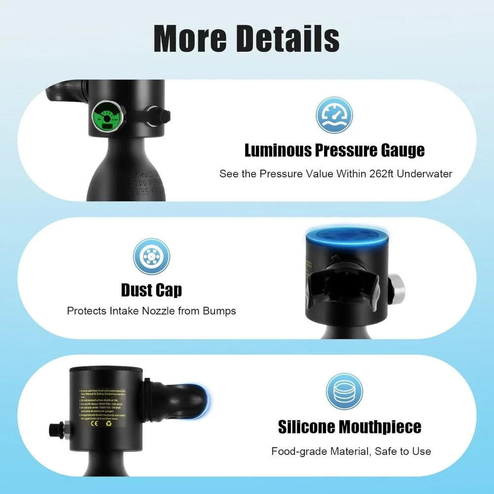 Mini Diving Oxygen Tank – Portable 0.5L Breathing Device for 15-20 Minutes