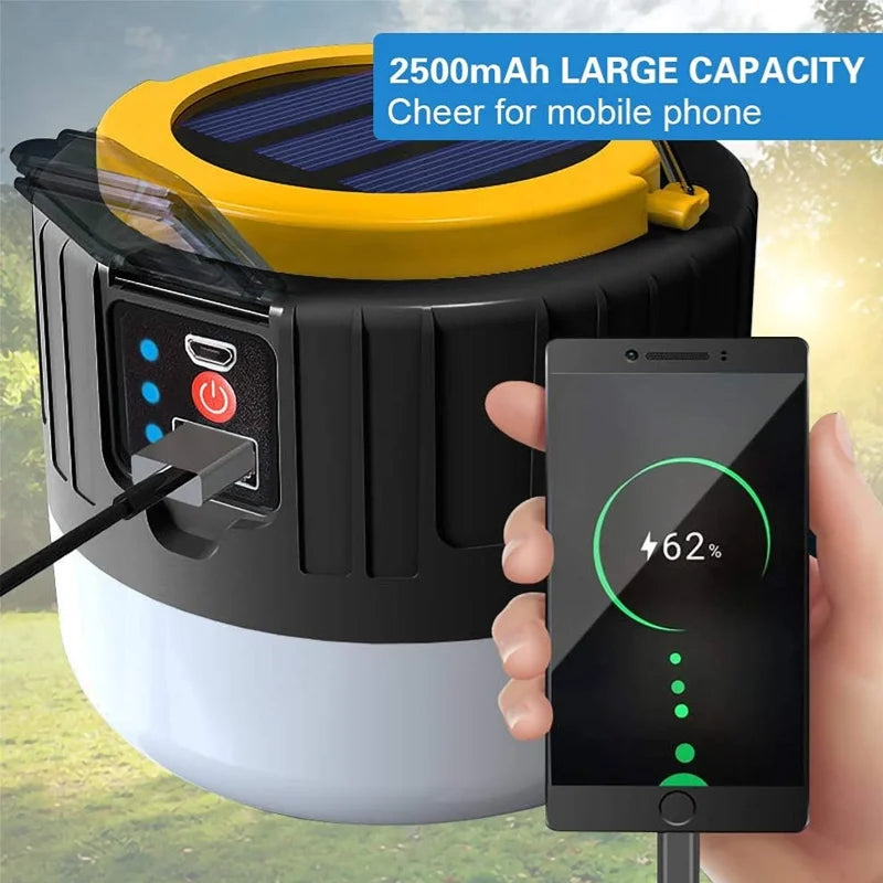 Solar LED Camping Light — Waterproof, Portable & Rechargeable Lantern