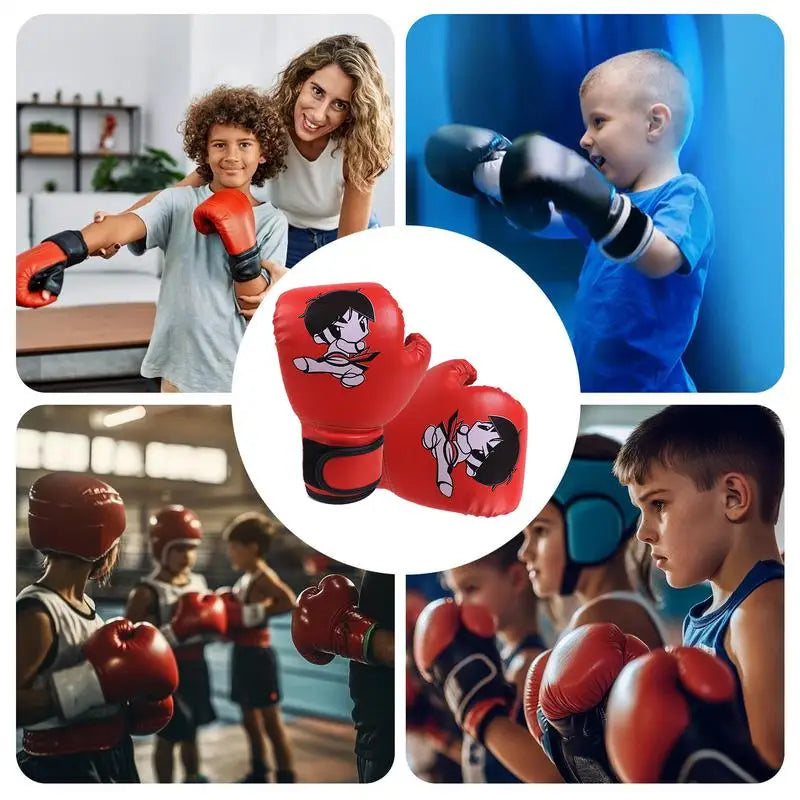 Kids Boxing Gloves - Cartoon PU Leather Training Gloves