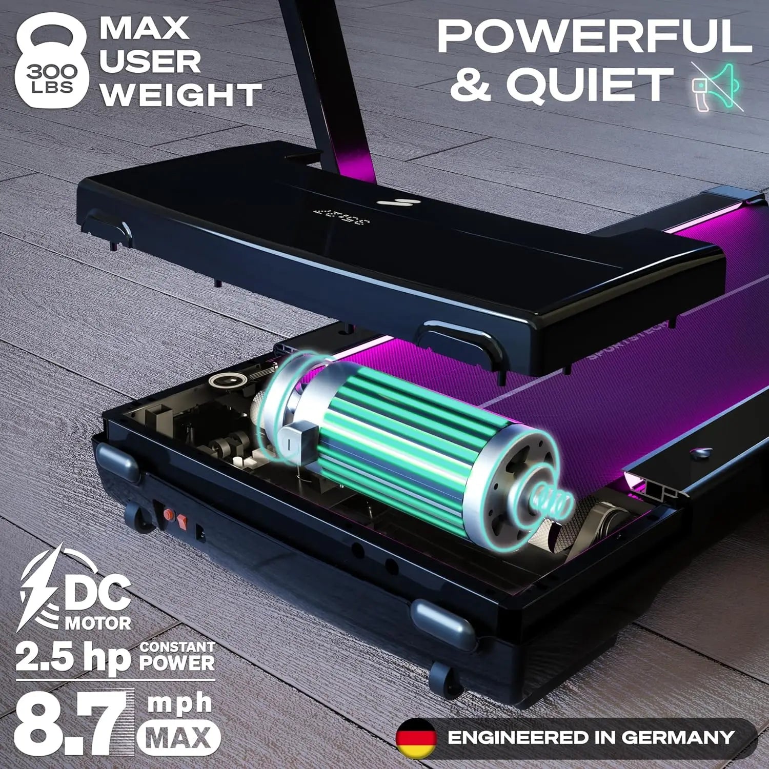 Under Desk Treadmill Walking Pad - Remote Control & App Compatible