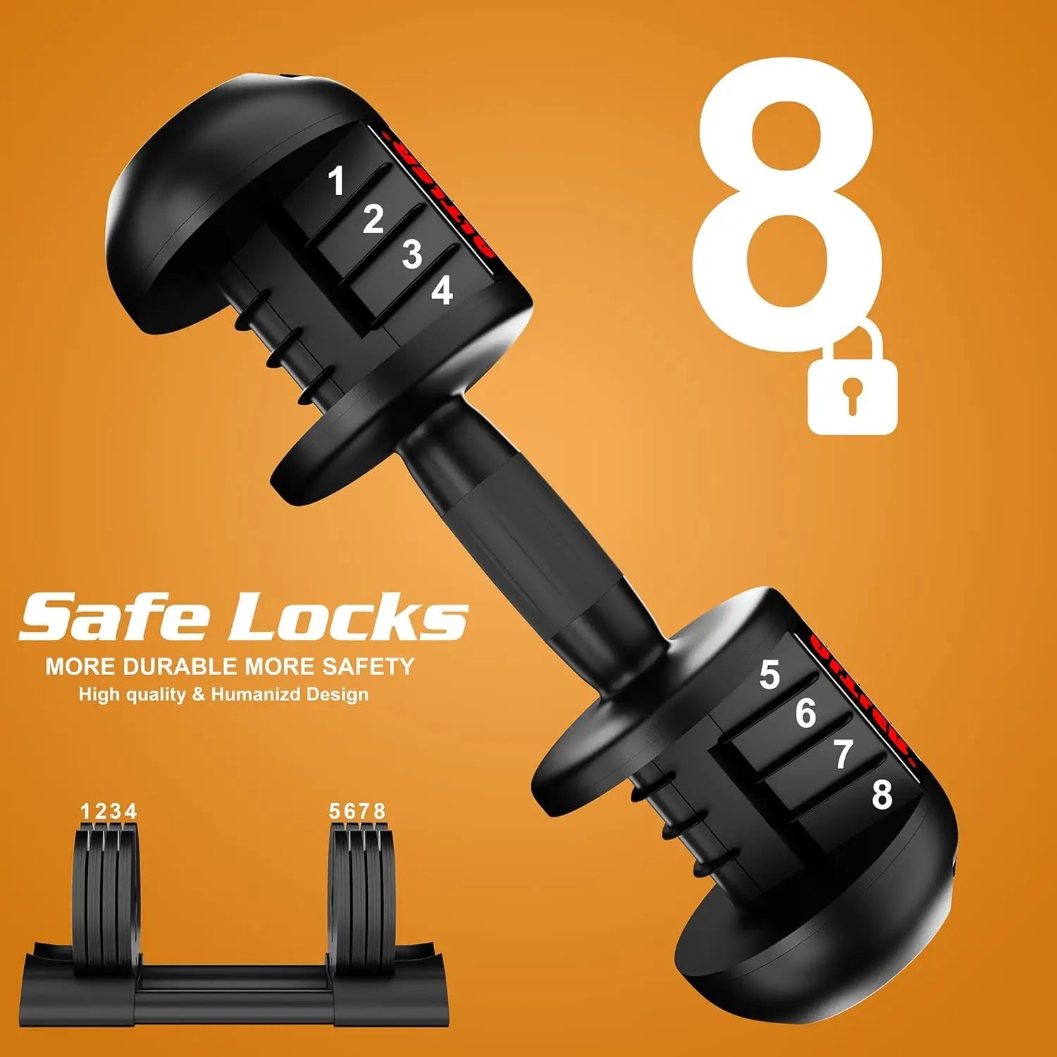 Adjustable Dumbbell Set - 22LBS to 52LBS with Tray