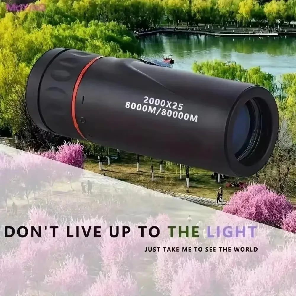 2000×25 HD Monocular Telescope — Mini Portable Mobile Phone Telescope with Holder