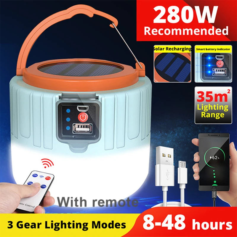 Solar LED Camping Light — Waterproof, Portable & Rechargeable Lantern
