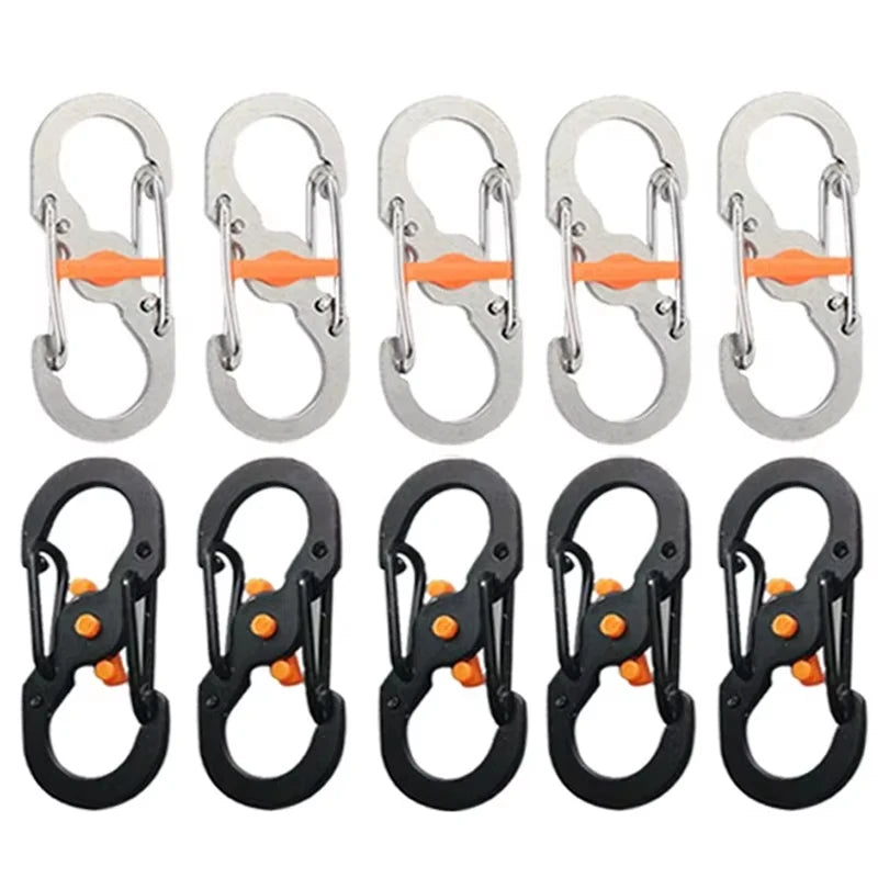 5Pcs Outdoor S-Type Carabiner with Lock