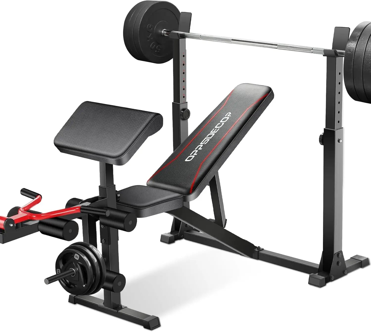 900LBS Weight Bench Set with Squat Rack & Preacher Curl for Home Gym