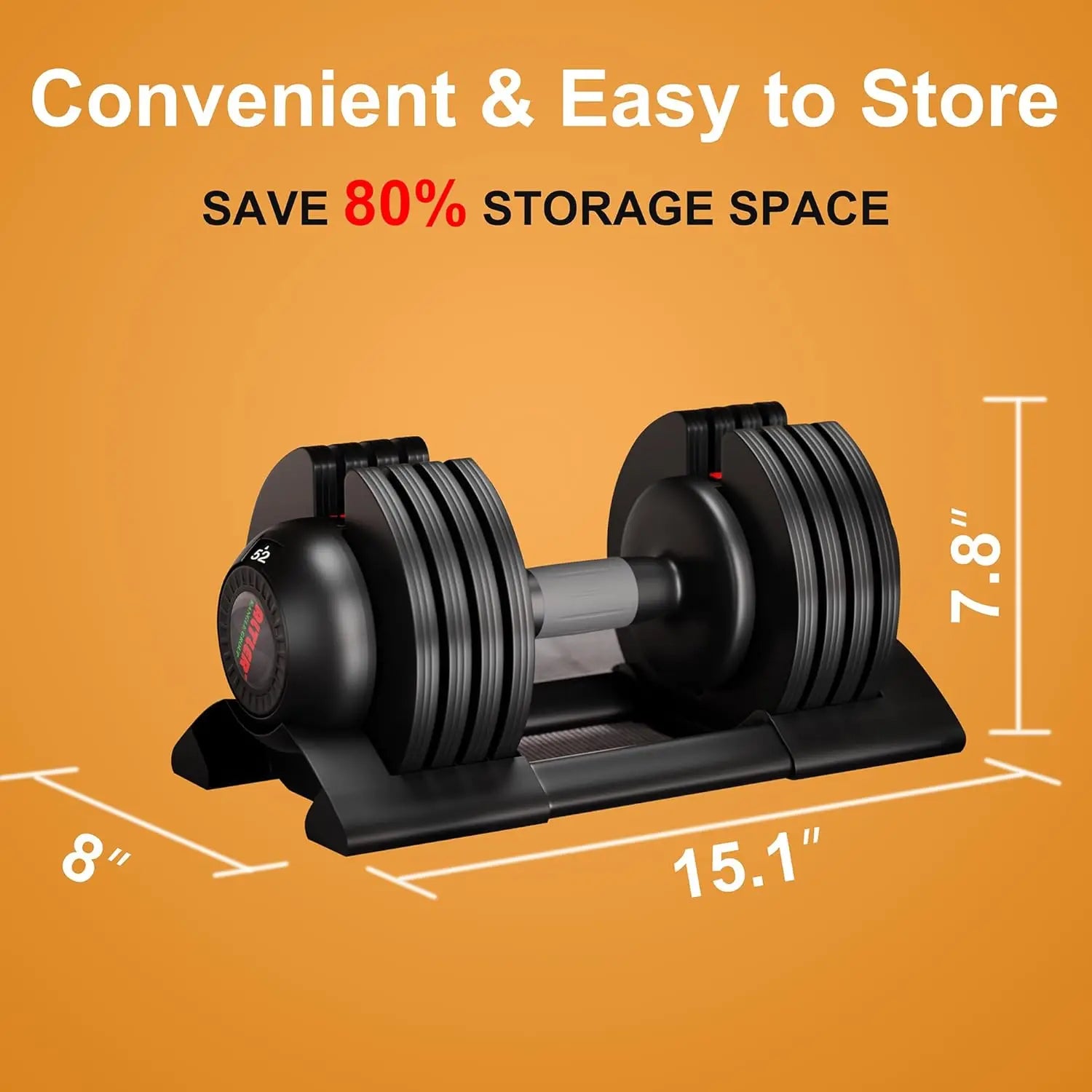 Adjustable Dumbbell Set - 22LBS to 52LBS with Tray