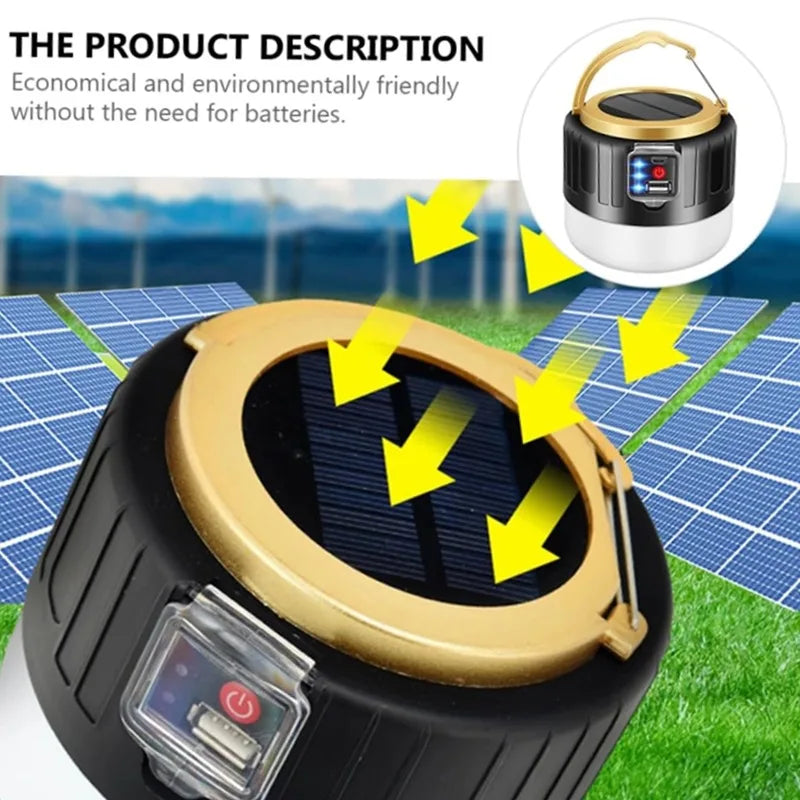 Solar LED Camping Light — Waterproof, Portable & Rechargeable Lantern