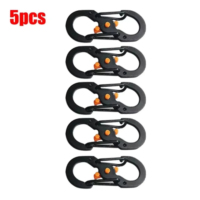 5Pcs Outdoor S-Type Carabiner with Lock