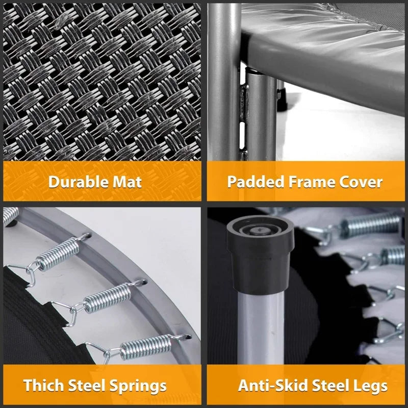 40" Foldable Mini Trampoline - Adjustable Handrail for Home Fitness