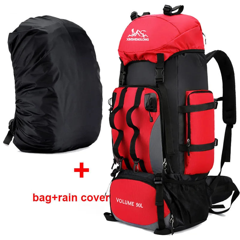 90L Waterproof Hiking Camping Backpack Trekking Bag Rucksack