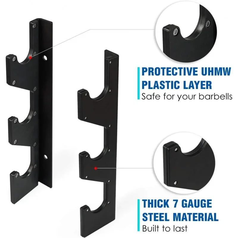 Wall-Mounted Barbell Holder - Vertical Barbell Storage Rack