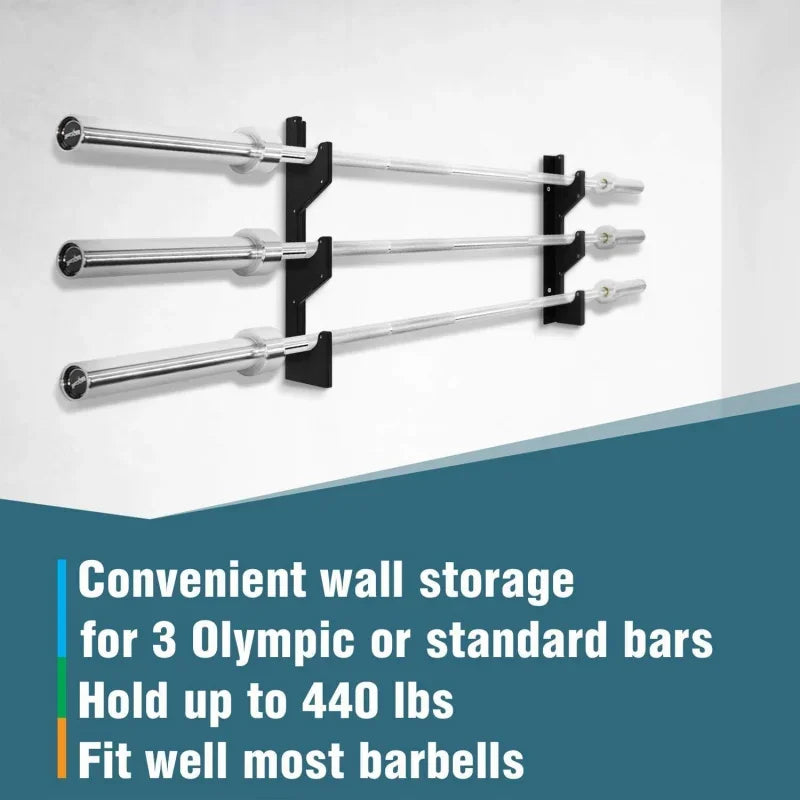 Wall-Mounted Barbell Holder - Vertical Barbell Storage Rack