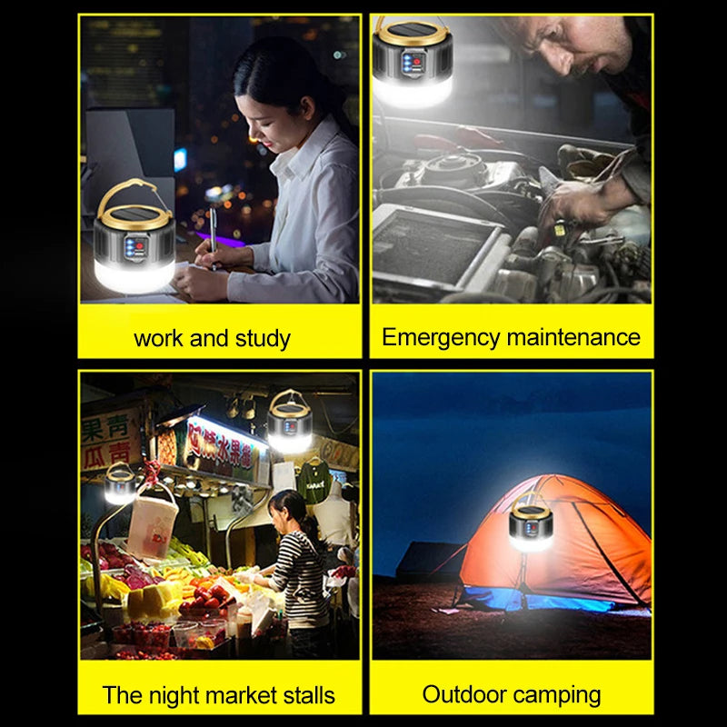 Solar LED Camping Light — Waterproof, Portable & Rechargeable Lantern