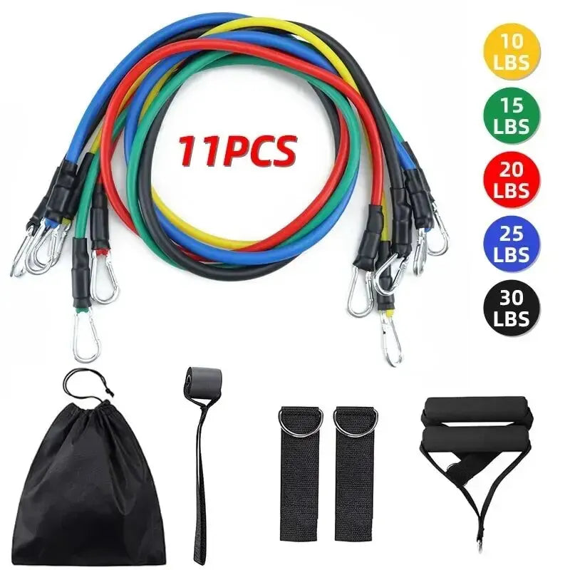 11pcs TPE Resistance Band Set - Elastic Training Bands with Handles & Door Anchor