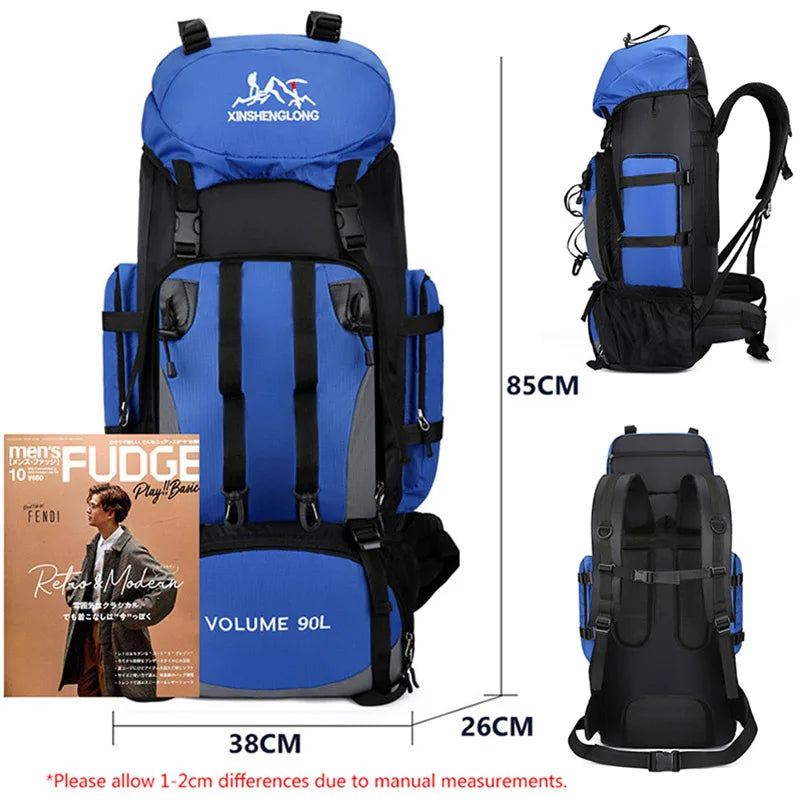 90L Waterproof Hiking Camping Backpack Trekking Bag Rucksack