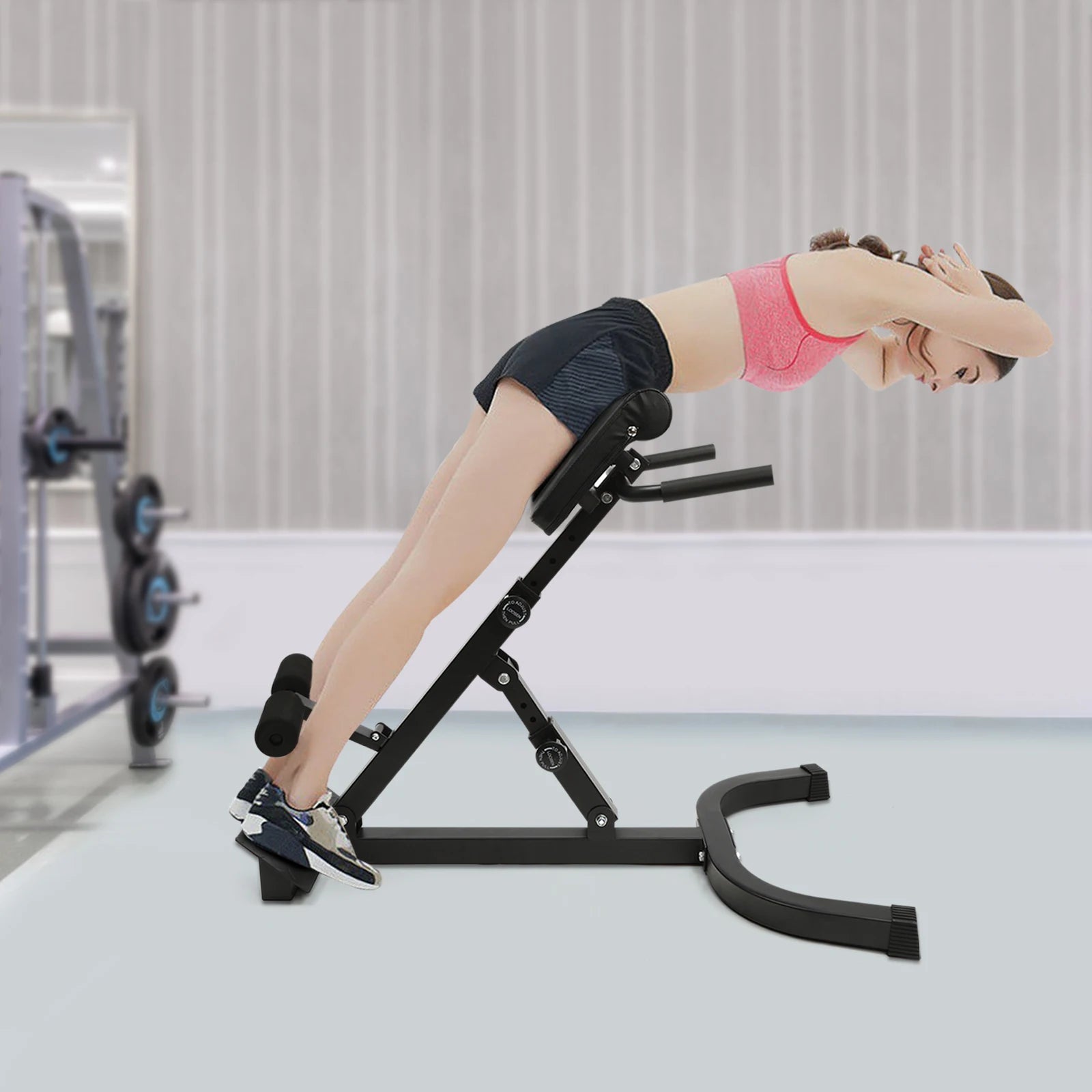 Adjustable Sit up Bench Roman Chair Multi-Function Fitness Stool 8 Pads for Home Gym Full Body Workout 150kg/330lbs