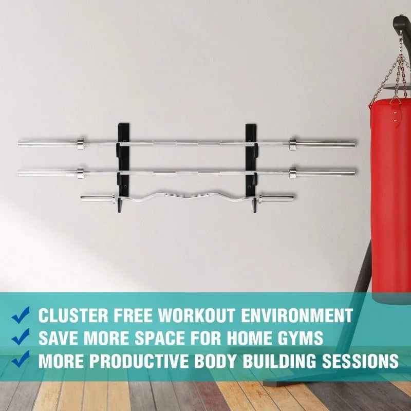 Wall-Mounted Barbell Holder - Vertical Barbell Storage Rack